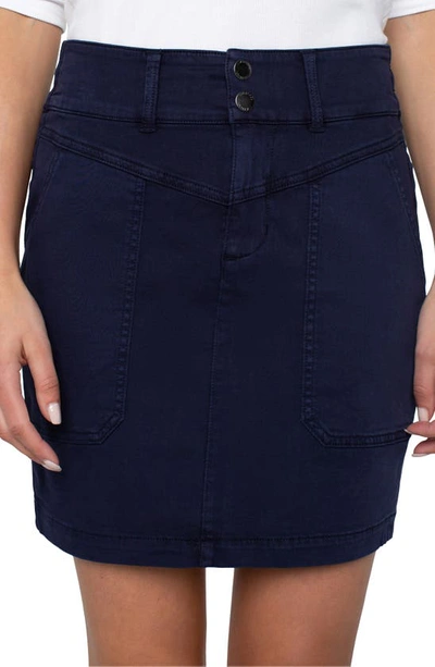 Shop Liverpool Los Angeles Elastic Waist Miniskirt In Navy Shadow