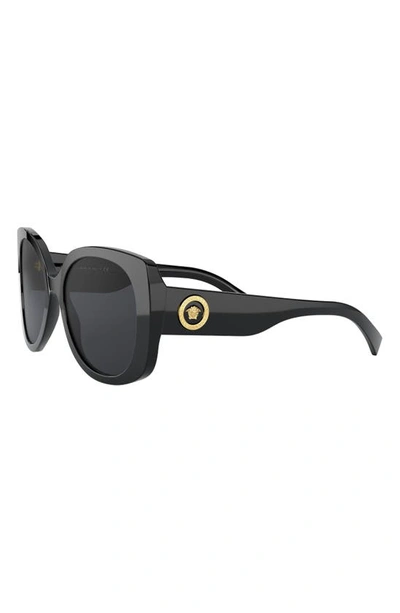 Shop Versace 56mm Butterfly Sunglasses In Black/ Grey Solid