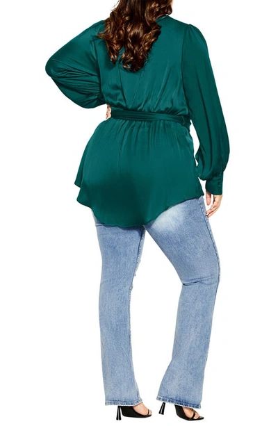 Shop City Chic Opulent High-low Faux Wrap Top In Jade