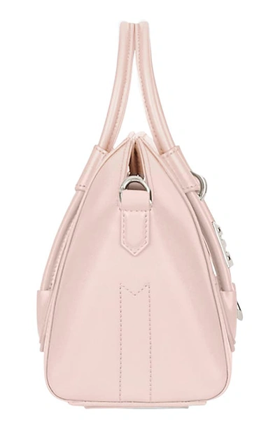 Shop Givenchy Mini Antigona Lock Leather Satchel In 681-light Pink