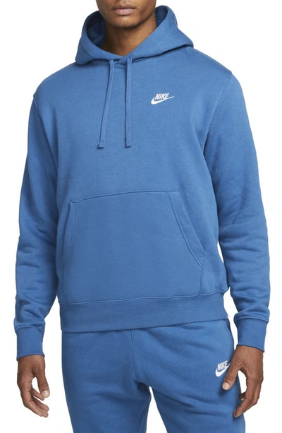 Shop Nike Sportswear Club Hoodie In Dark Marina Blue/ White