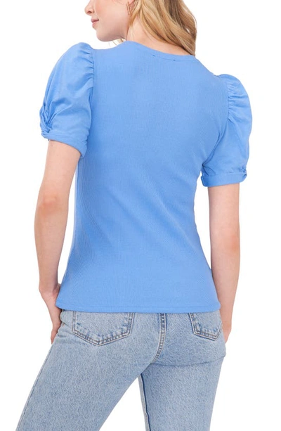 Shop 1.state Puff Sleeve Rib Knit T-shirt In Iris Blue