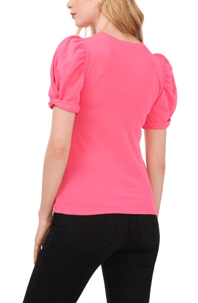 Shop 1.state Puff Sleeve Rib Knit T-shirt In Berry Pink