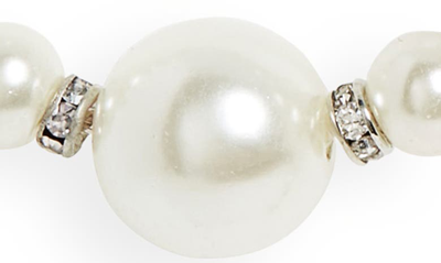 Cristabelle Crystal & Imitation Pearl Open Hoop Drop Earrings In Pearl