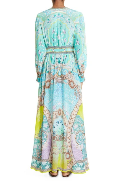 Shop Camilla Turn Back Time Embellished Long Sleeve Silk Maxi Dress