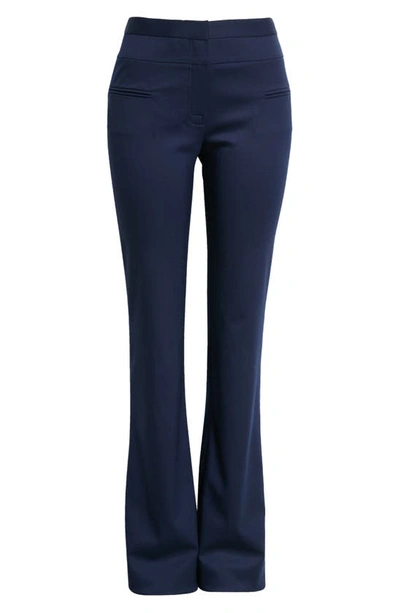 Shop Altuzarra Stretch Wool Serge Straight Leg Pants In Berry Blue