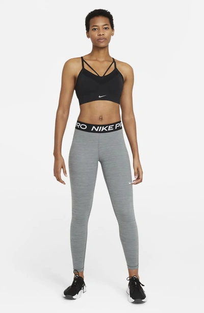 Shop Nike Pro Mid Rise Leggings In Grey/ Black/ White