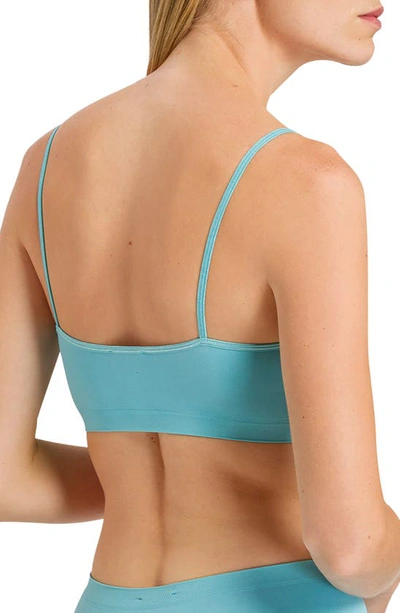 Hanro Touch Feeling Spaghetti Strap Crop Top In Soft Cyan