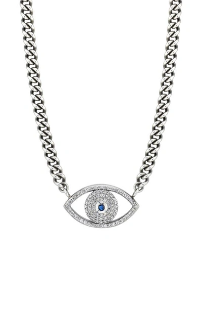 Shop Sheryl Lowe Pavé Diamond Evil Eye Pendant Necklace In Silver