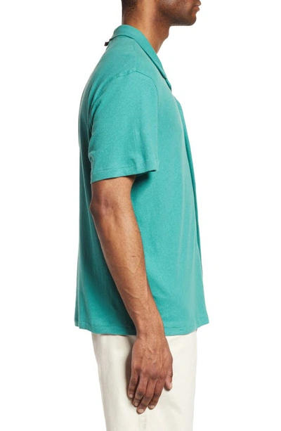 Shop Rag & Bone Avery Short Sleeve Linen & Cotton Knit Button-up Camp Shirt In Green