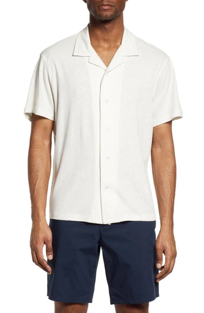 Shop Rag & Bone Avery Short Sleeve Linen & Cotton Knit Button-up Camp Shirt In Ivory