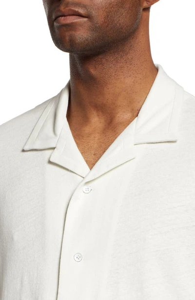 Shop Rag & Bone Avery Short Sleeve Linen & Cotton Knit Button-up Camp Shirt In Ivory