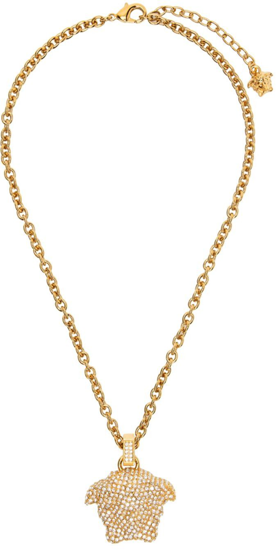 Shop Versace Gold La Medusa Crystal Necklace In 4j090 Oro -cr