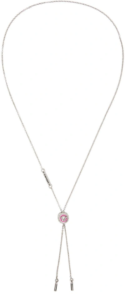 Shop Versace Silver Medusa Necklace In 4j600 Silver/fuscia