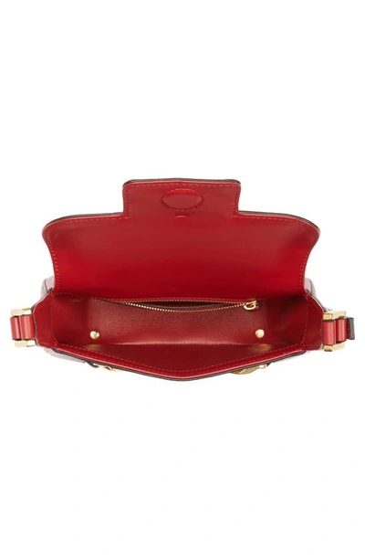 Shop Valentino Small Vlogo Chain Leather Shoulder Bag In Rosso V