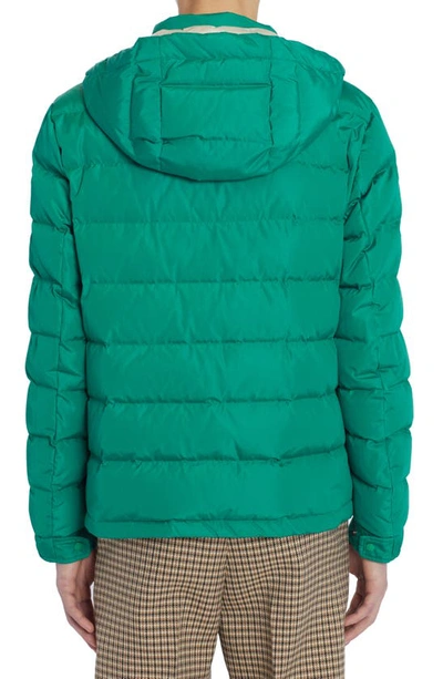 Shop Valentino Bouclé Logo Quilted Down Jacket In Verde