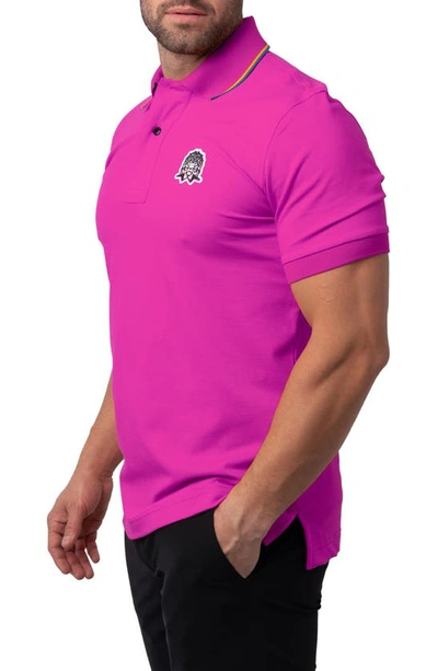 Shop Maceoo Mozarttwotip Button-down Polo In Pink