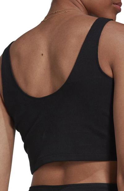 Shop Adidas Sportswear Sportswear Rib Crop Tank In Black/ White