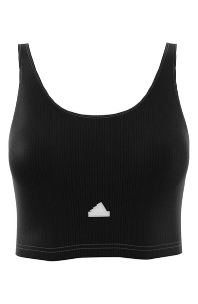 Shop Adidas Sportswear Sportswear Rib Crop Tank In Black/ White