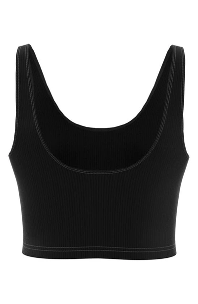 Shop Adidas Sportswear Sportswear Rib Crop Tank In Black/ White