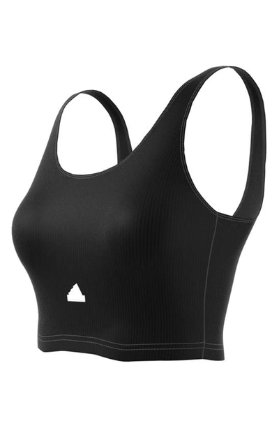 Shop Adidas Sportswear Sportswear Rib Crop Tank In Black/ White