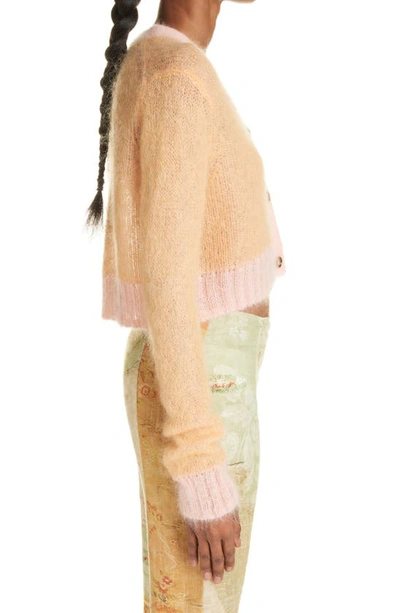 Shop Acne Studios Kodilia Crop Mohair Blend Cardigan In Apricot Orange