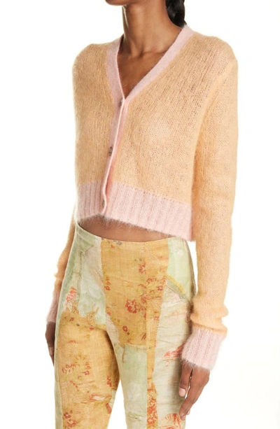 Shop Acne Studios Kodilia Crop Mohair Blend Cardigan In Apricot Orange