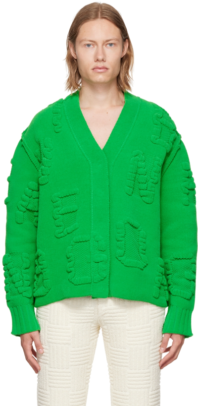 Bottega Veneta Alphabet Jacquard Heavyweight Cardigan In Green | ModeSens