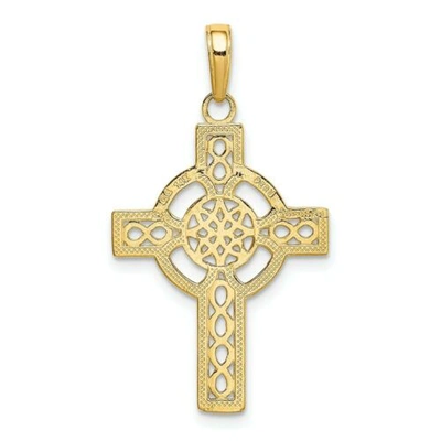 Pre-owned Accessories & Jewelry 14k Gelbgold Poliert Diamantschliff Keltisch Kreuz Christentum Religiös Anhänger