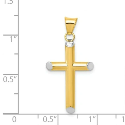 Pre-owned Accessories & Jewelry 14k Gelb Weiss Gold Politur 3 Dimensional Hohl Kreuz Religiös Charm Anhänger