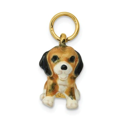 Pre-owned Accessories & Jewelry 14k Gelbgold Solide 3 Dimensional Emaillierte Klein Beagle Hund Charm Anhänger