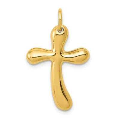 Pre-owned Accessories & Jewelry Herren Damen 14k Gelbgold Solide Politur Freiform Kreuz Religiös Charm Anhänger