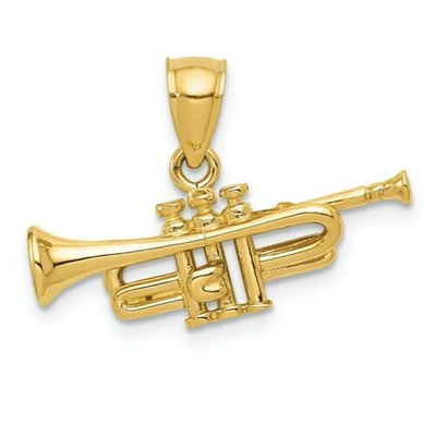 Pre-owned Accessories & Jewelry 14k Gelbgold 3 Dimensionalen Trompete Solid Kostüm Charm Anhänger Für Halskette