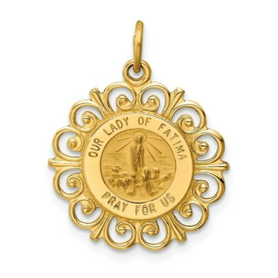 Pre-owned Accessories & Jewelry 14k Gelbgold Our Lady Von Fatima " Beten Für Us Religiös Medaille Anhänger