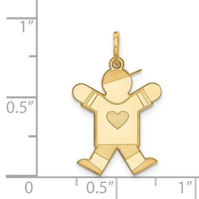 Pre-owned Accessories & Jewelry 14k Gelbgold Poliert Laser Geätzt Junge W / Herz Springende Für Freude Kid Charm