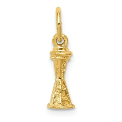 Pre-owned Accessories & Jewelry 14k Gelbgold 3 Dimensional Poliert Seattle Weltall Nadel Charm Anhänger