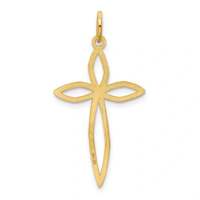 Pre-owned Accessories & Jewelry 14k Gelbgold Poliert Laser Design Kruzifix Kreuz Religiös Amulett Anhänger