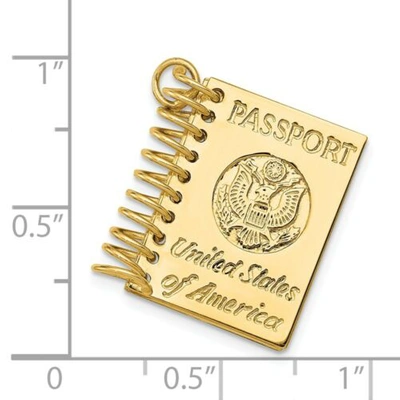 Pre-owned Accessories & Jewelry 14k Gelbgold Solide Stempel 3d Politur Passport Charm