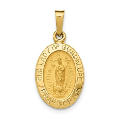 Pre-owned Accessories & Jewelry 14k Gelbgold Poliert & Satin Our Lady Von Guadalupe Religiös Medaille Anhänger