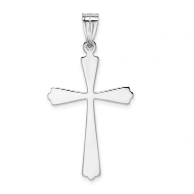 Pre-owned Accessories & Jewelry 14k Weiss Gold Poliert Massiv Christentum Gekeimt Kreuz Religiös Anhänger