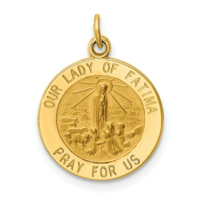 Pre-owned Accessories & Jewelry 14k Gelbgold Satin & Poliert Our Lady Von Fatima Beten Für Us Medaille Charm