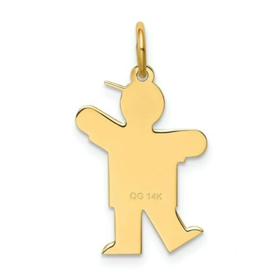 Pre-owned Accessories & Jewelry 14k Gelbgold Poliert Laser Geätzt Junge Mit Herz Spitze Zehen Um Kiss Kid Charm