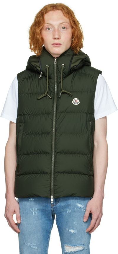 Shop Moncler Green Cardamine Down Vest In 879 Olive Green