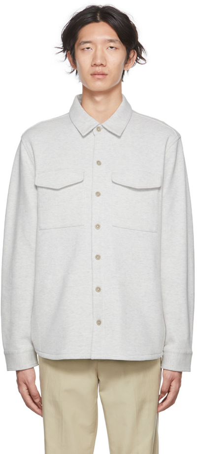Shop Vince Gray Double Knit Piqué Jacket In H White/lt H Grey-11