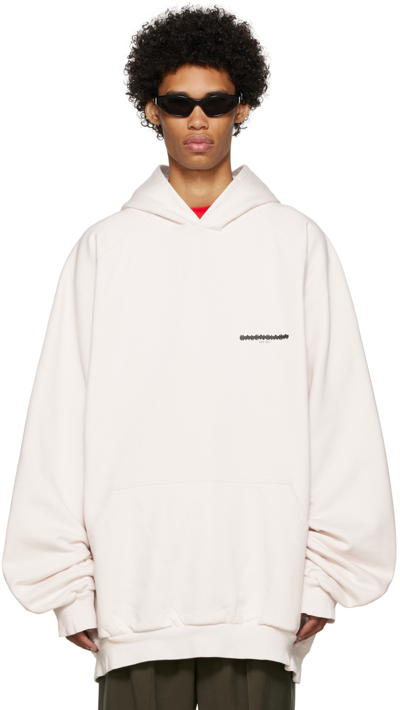 Shop Balenciaga White Strike 1917 Oversized Hoodie In 9800 Ecru