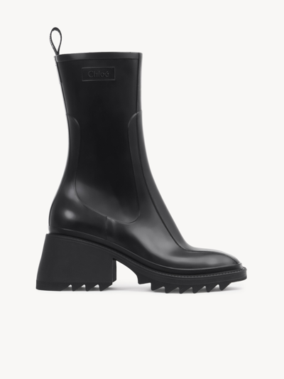 Chloé Chloe Women Black Rubber Ankle Boots In Noir