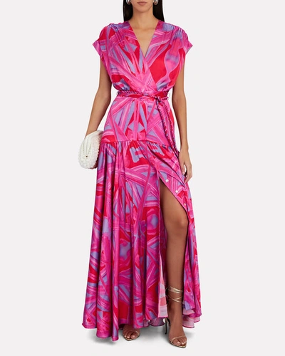 Shop Silvia Tcherassi Amore Wrap Silk Maxi Dress In Pink