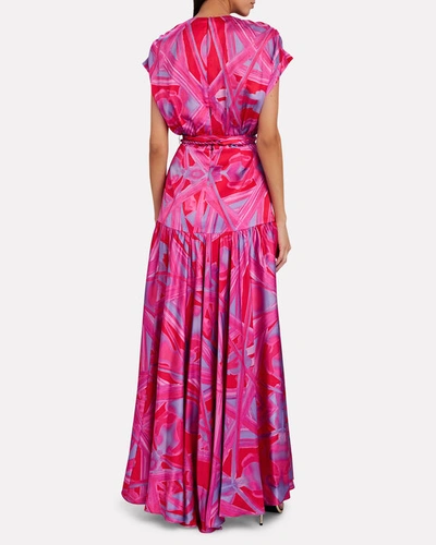 Shop Silvia Tcherassi Amore Wrap Silk Maxi Dress In Pink