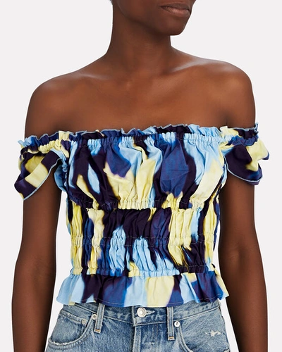 Shop Altuzarra Darcey Off-the-shoulder Printed Top In Multi