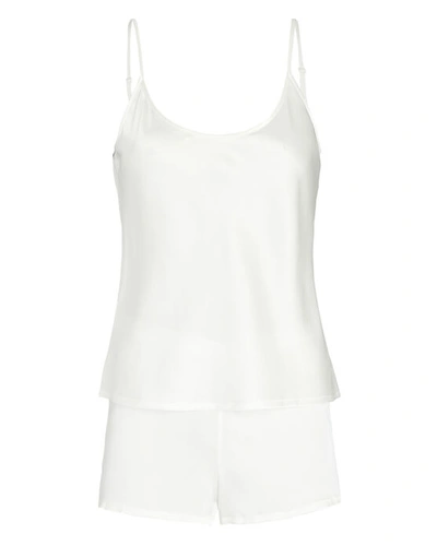 Shop La Perla Silk Satin Pajama Set In White